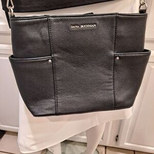 Dana Buchman Black Faux Pebbled Leather Shoulder Satchel Bag